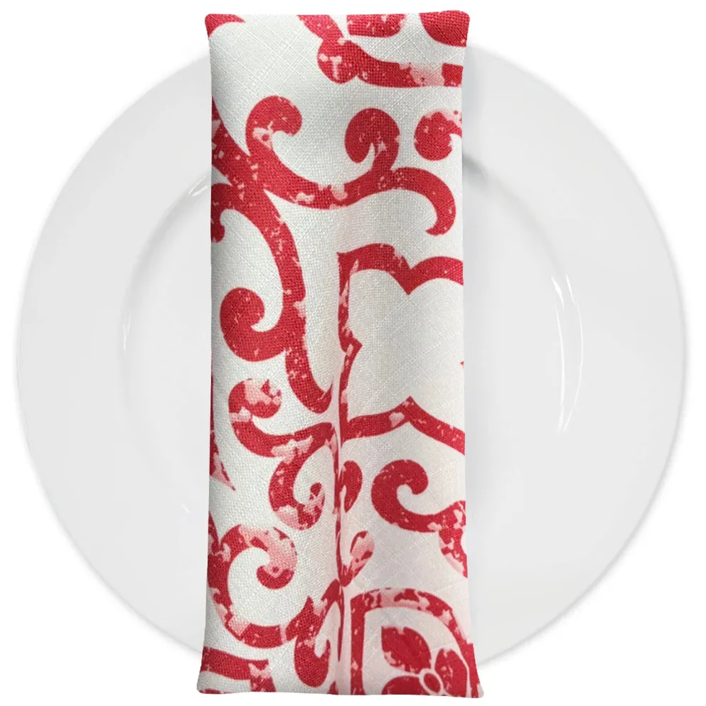Portofino (Slub Print) Table Napkin in Red