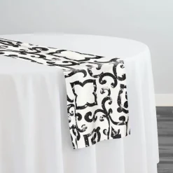 Portofino (Slub Print) Table Runner in Black