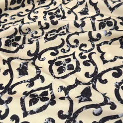 Portofino (Slub Print) Table Runner in Black / Taupe