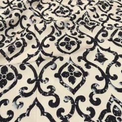 Portofino (Slub Print) Table Runner in Black / Taupe