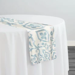 Portofino (Slub Print) Table Runner in Lt Blue
