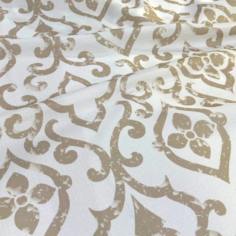 Portofino (Slub Print) Table Runner in Taupe