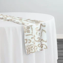 Portofino (Slub Print) Table Runner in Taupe