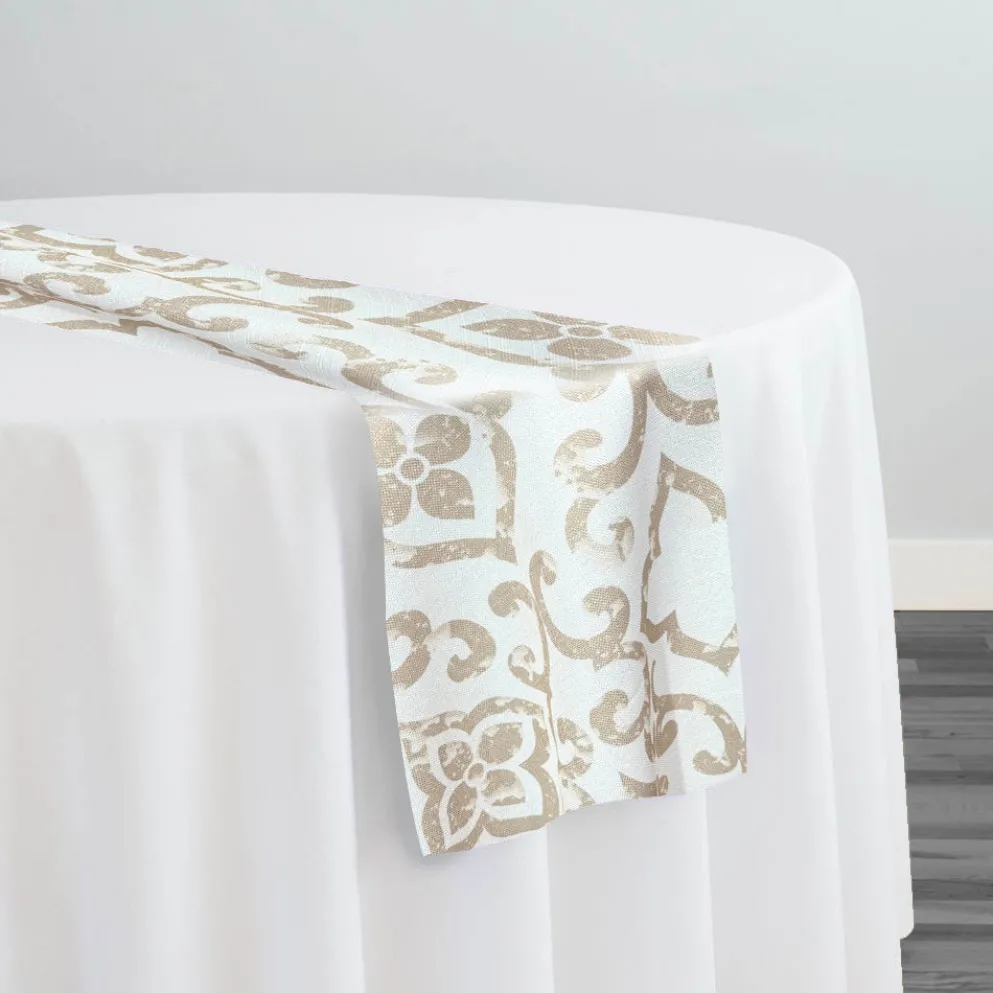 Portofino (Slub Print) Table Runner in Taupe