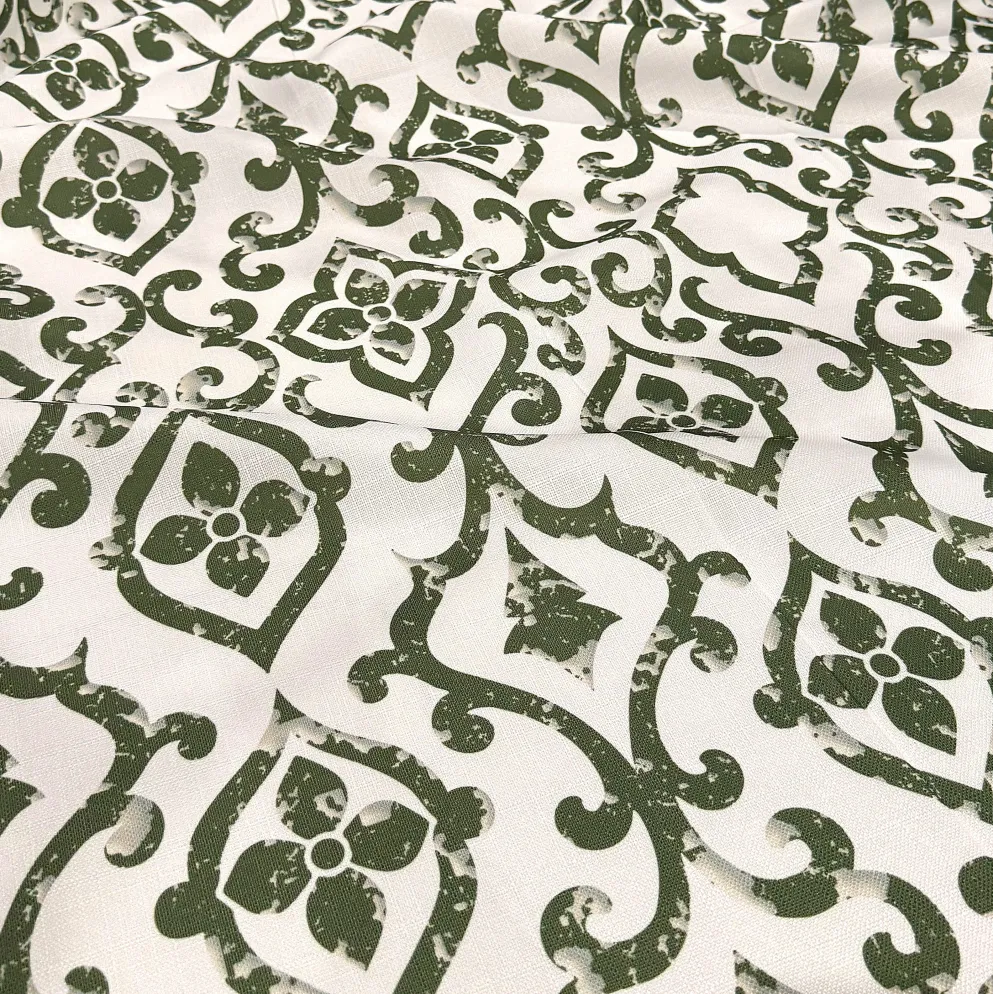 Portofino (Slub Print) Table Runner in Willow Green