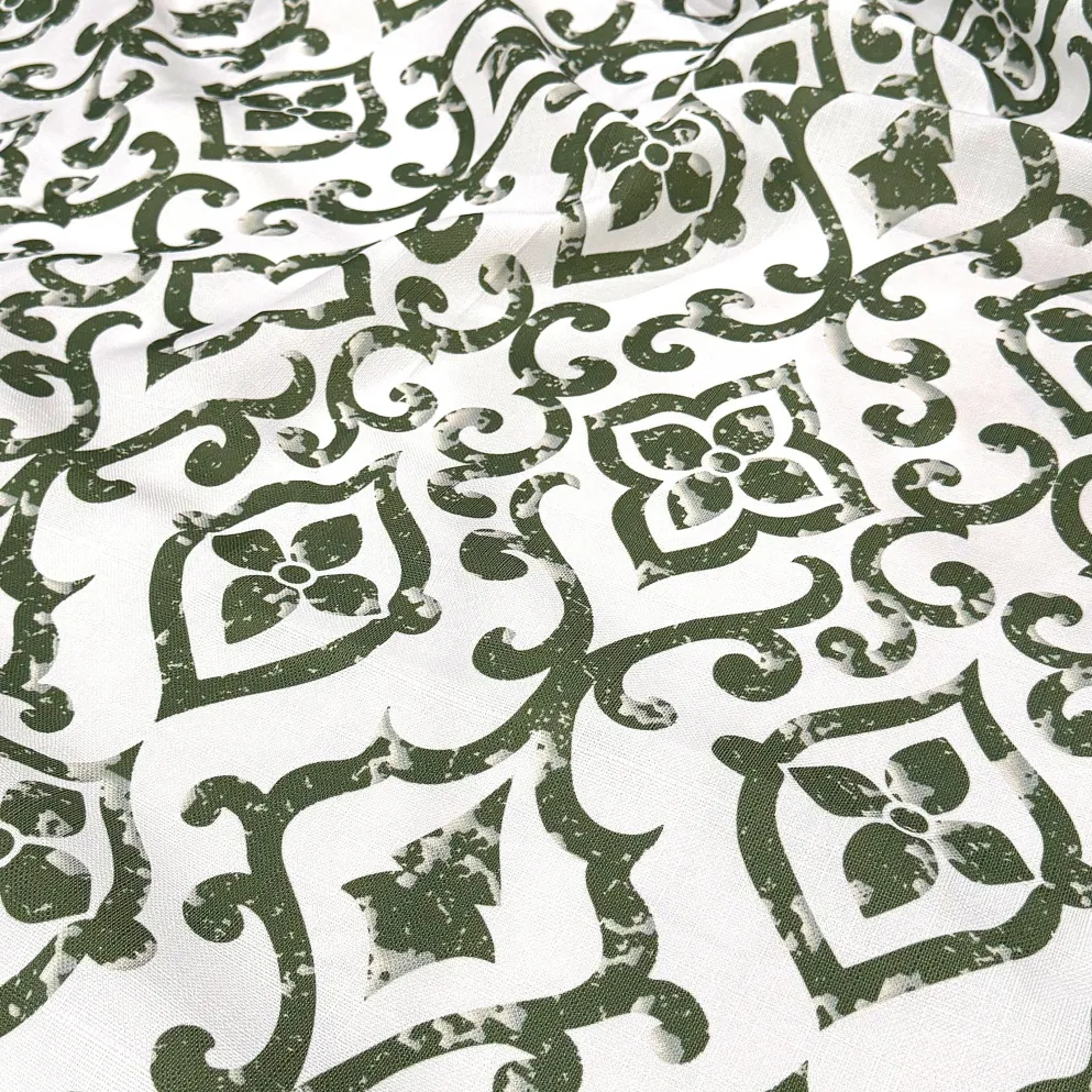 Portofino (Slub Print) Table Runner in Willow Green