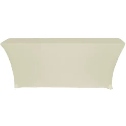 Premium Spandex (6'x18" w/ Side Open) Banquet Table Cover in Ivory