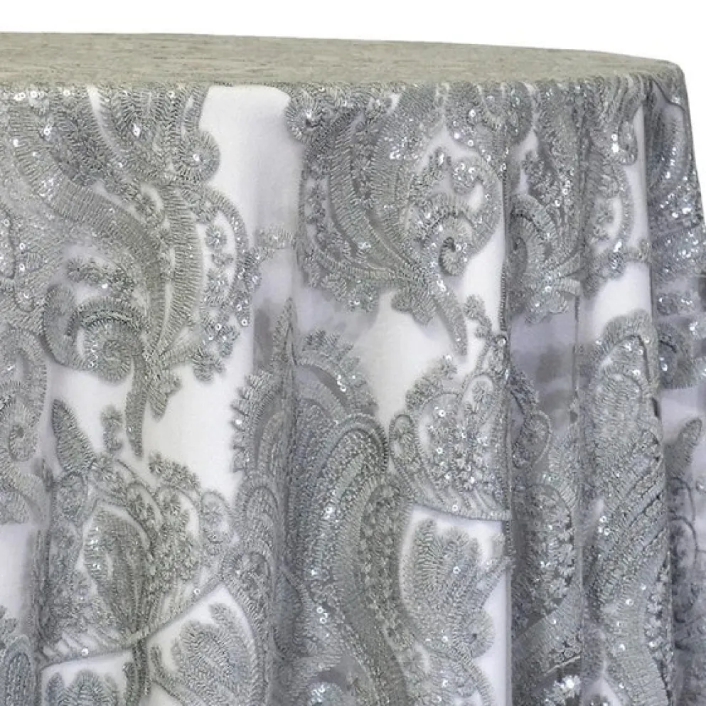 Princess Lace Table Linen in Silver