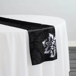 Regency Damask Sheer Table Runner in Black