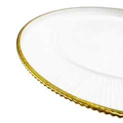 Ribbed Halo - Glass Charger Plate in Gold (Item # 0240)