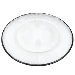 Ribbed Halo - Glass Charger Plate in Black (Item # 0240)