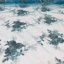 Ribbon Mesh Lace Table Linen in Turquoise