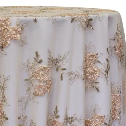 Ribbon Mesh Lace Table Linen in Champagne