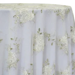 Ribbon Mesh Lace Table Linen in Ivory