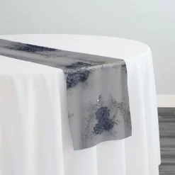 Ribbon Mesh Lace Table Runner in Silver
