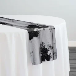 Ribbon Mesh Lace Table Runner in Black