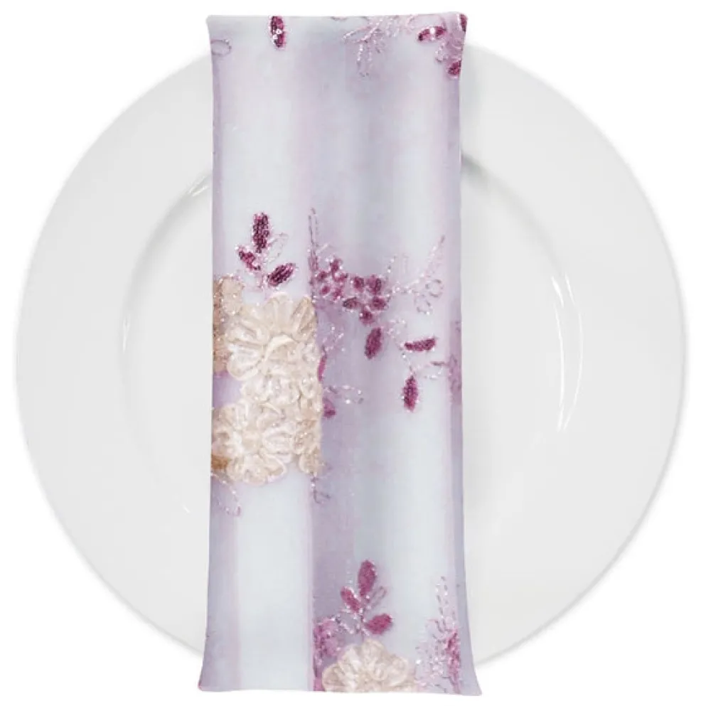 Ribbon Mesh Lace (w/ Poly Lining) Table Napkin in Blush Mix
