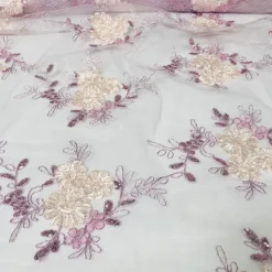 Ribbon Mesh Lace (w/ Poly Lining) Table Napkin in Blush Mix