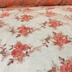 Ribbon Mesh Lace (w/ Poly Lining) Table Napkin in Blush