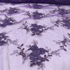 Ribbon Mesh Lace (w/ Poly Lining) Table Napkin in Purple