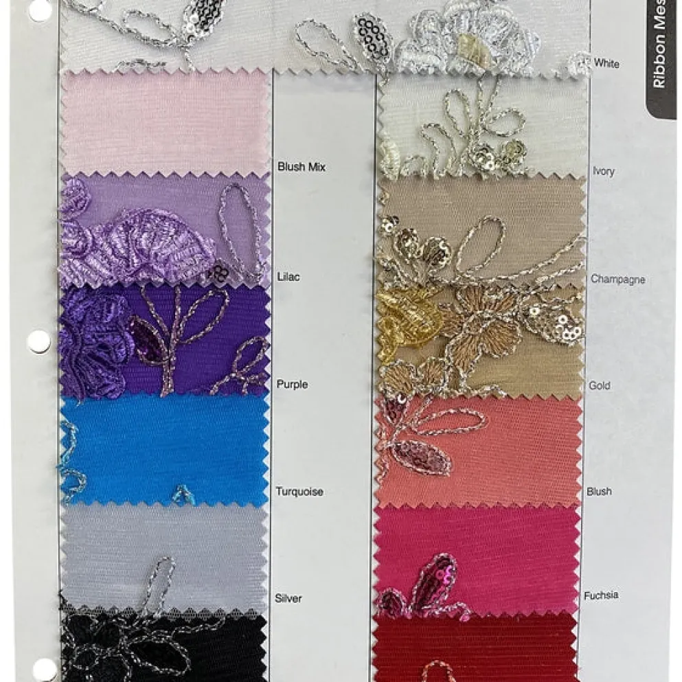 Ribbon Mesh Lace (w/ Poly Lining) Table Napkin in Purple