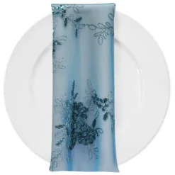 Ribbon Mesh Lace (w/ Poly Lining) Table Napkin in Turquoise