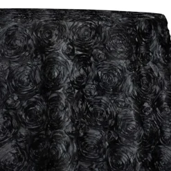 Rose Satin (3D) Table Linen in Black