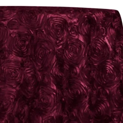 Rose Satin (3D) Table Linen in Burgundy