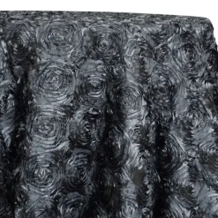 Rose Satin (3D) Table Linen in Charcoal