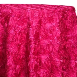 Rose Satin (3D) Table Linen in Fuchsia