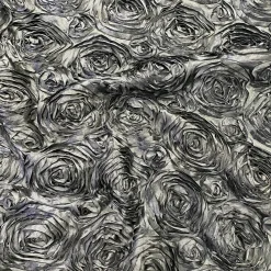 Rose Satin (3D) Table Linen in Grey