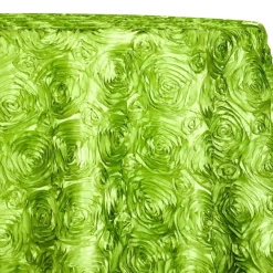 Rose Satin (3D) Table Linen in Lime