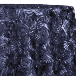 Rose Satin (3D) Table Linen in Navy