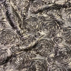 Rose Satin (3D) Table Linen in Pewter