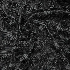 Rose Satin (3D) Table Runner in Black