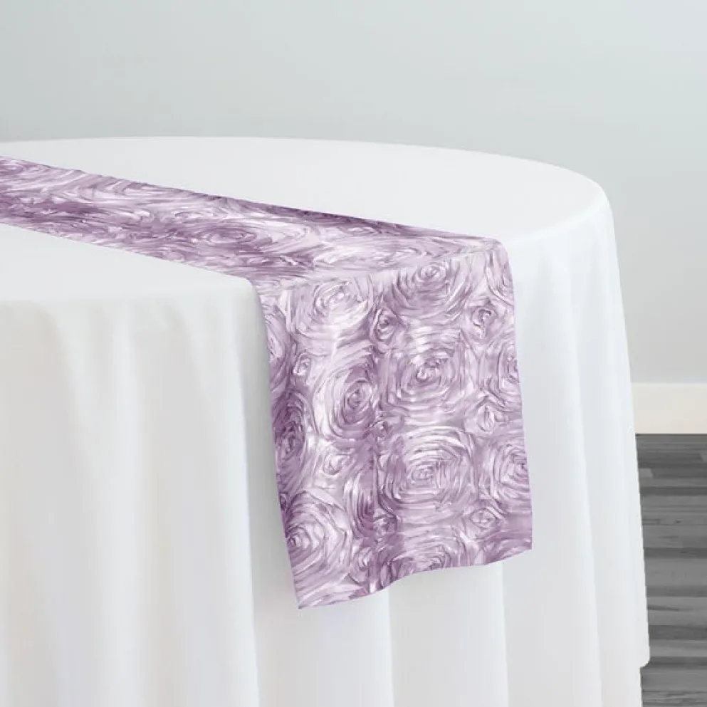 Rose Satin (3D) Table Runner in Lavender