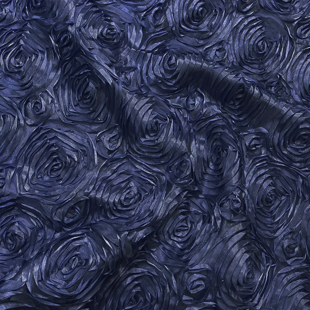 Rose Satin (3D) Table Runner in Navy