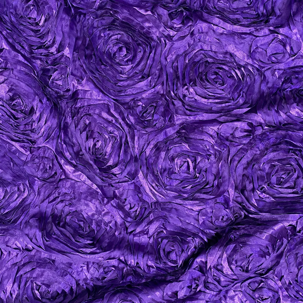 Rose Satin (3D) Table Runner in Purple