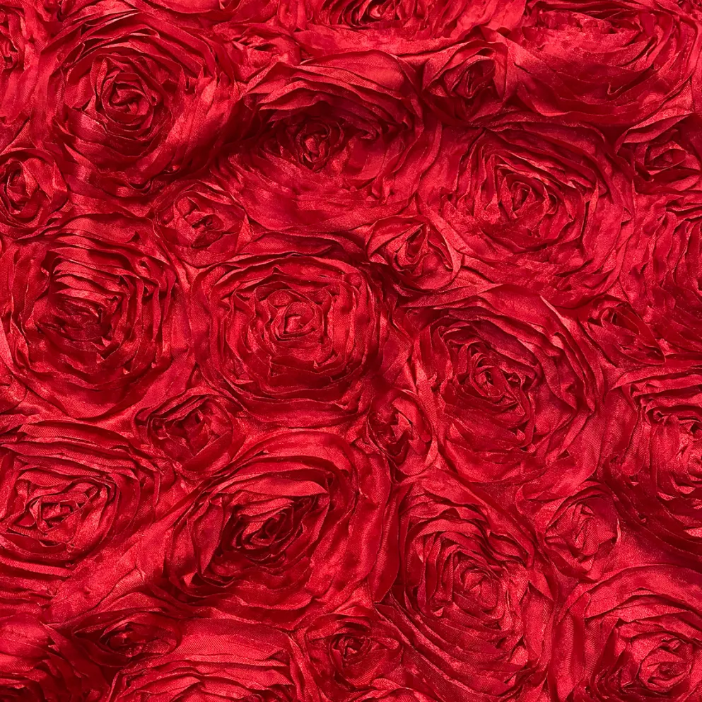 Rose Satin (3D) Table Runner in Red
