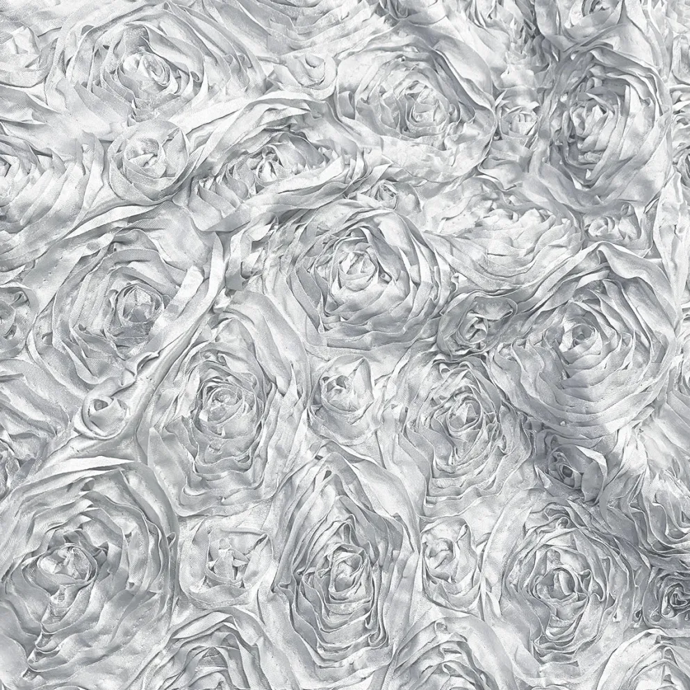 Rose Satin (3D) Table Runner in White