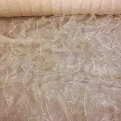 Ruffled Organza Table Linen in Champagne