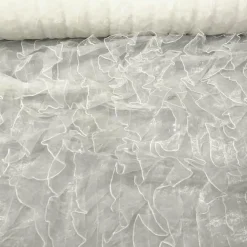 Ruffled Organza Table Linen in Ivory