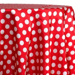 Satin Polka Dot Table Linen in White and Red
