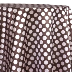 Satin Polka Dot Table Linen in Pink and Brown
