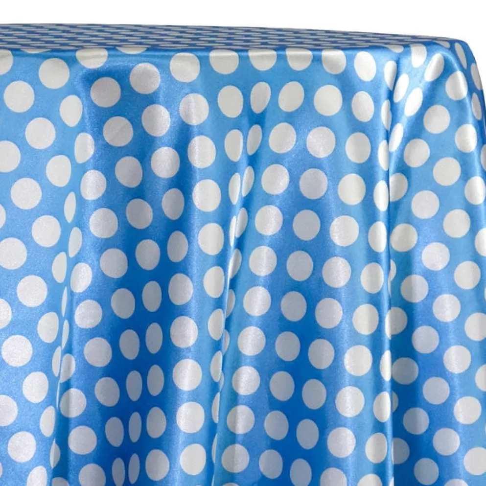 Satin Polka Dot Table Linen in White and Turquoise