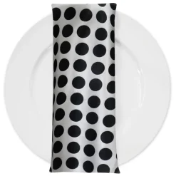 Satin Polka Dot Table Napkin in Black and White