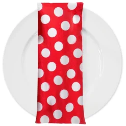 Satin Polka Dot Table Napkin in White and Red