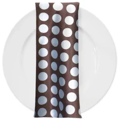 Satin Polka Dot Table Napkin in Brown and Blue