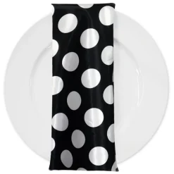 Satin Polka Dot Table Napkin in White and Black