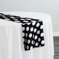 Satin Polka Dot Table Runner in White and Black